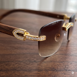 Iced Out Rimless Rectangle buff Shades