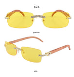 Iced Out Rimless Rectangle buff Shades