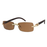 Iced Out Rimless Rectangle buff Shades