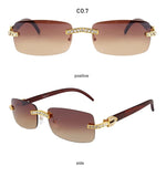Iced Out Rimless Rectangle buff Shades