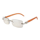 Iced Out Rimless Rectangle buff Shades