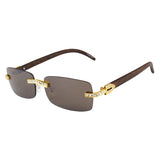 Iced Out Rimless Rectangle buff Shades
