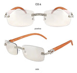 Iced Out Rimless Rectangle buff Shades