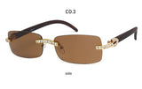 Iced Out Rimless Rectangle buff Shades