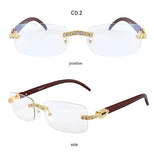 Iced Out Rimless Rectangle buff Shades