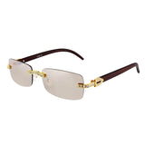 Iced Out Rimless Rectangle buff Shades